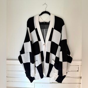 Dressed in Lala Love You Oversized Checkerboard Cardigan